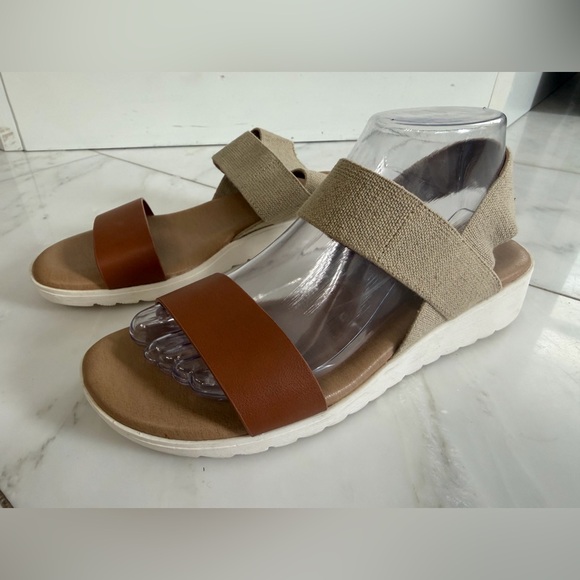 Kensie Shoes - Kensie Multicolor Elastic and leather strap platform ankle wrap sandals size 9